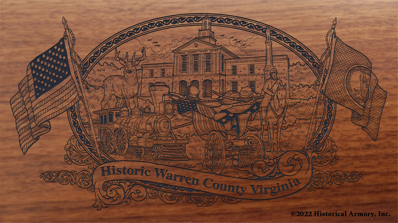 Warren County Virginia Engraved Rifle Buttstock