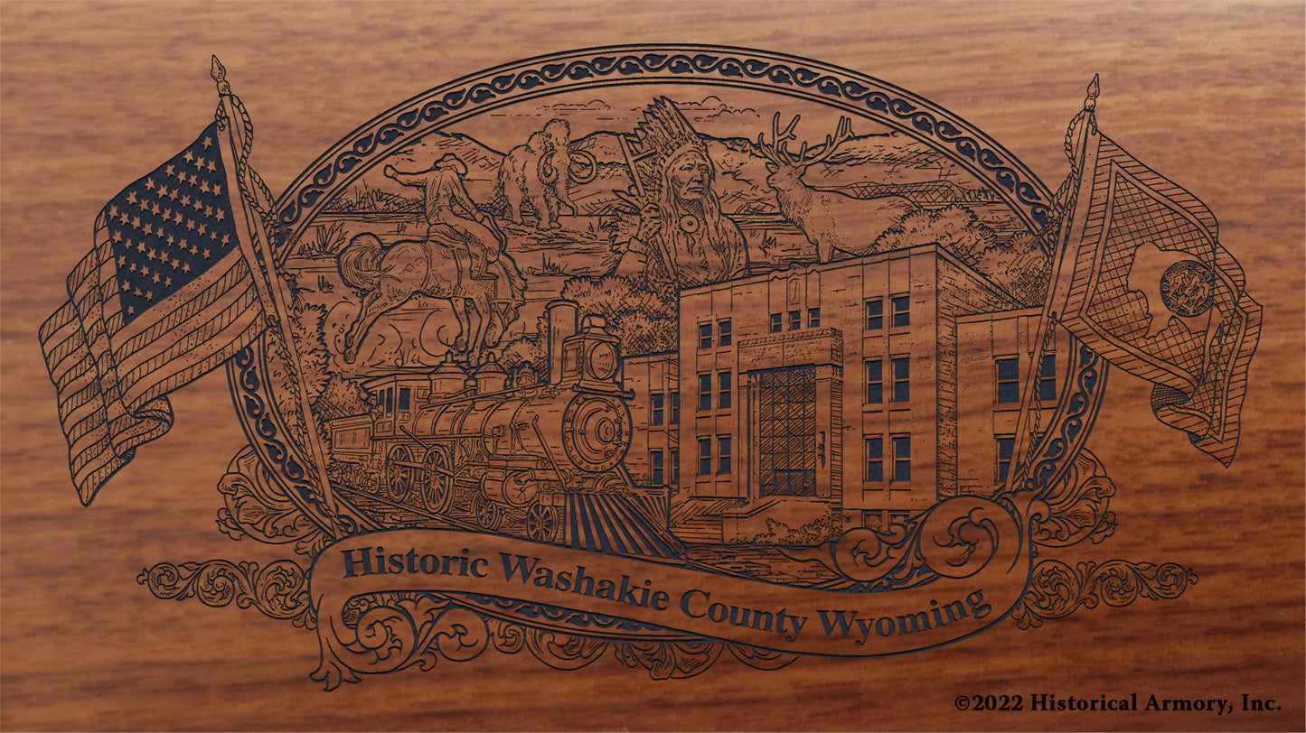 Washakie County Wyoming Engraved Rifle Buttstock