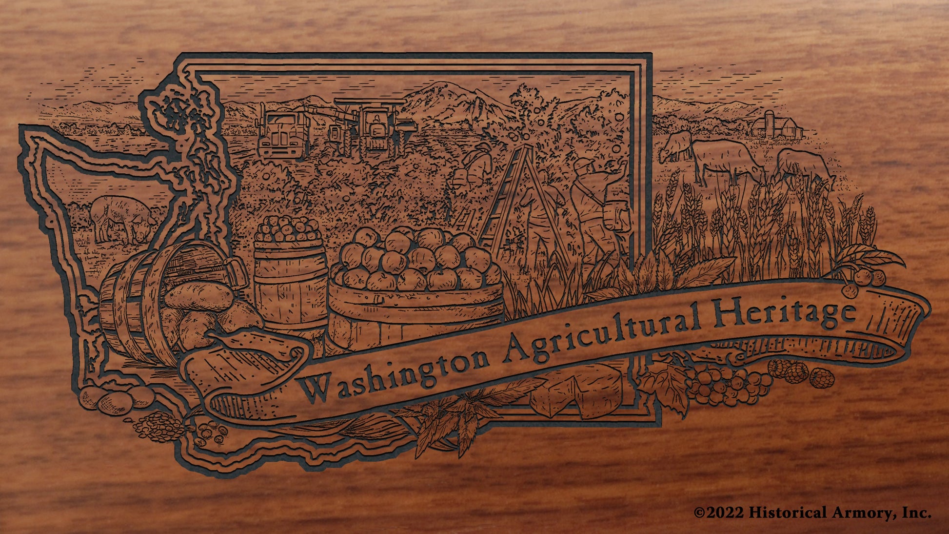Washington Agricultural Heritage Engraved Rifle Buttstock