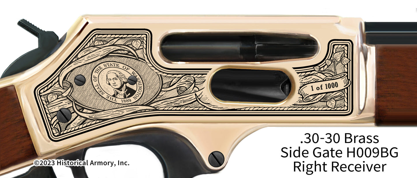 Washington Agricultural Heritage Engraved Henry .30-30 Brass Side Gate H009BG Rifle