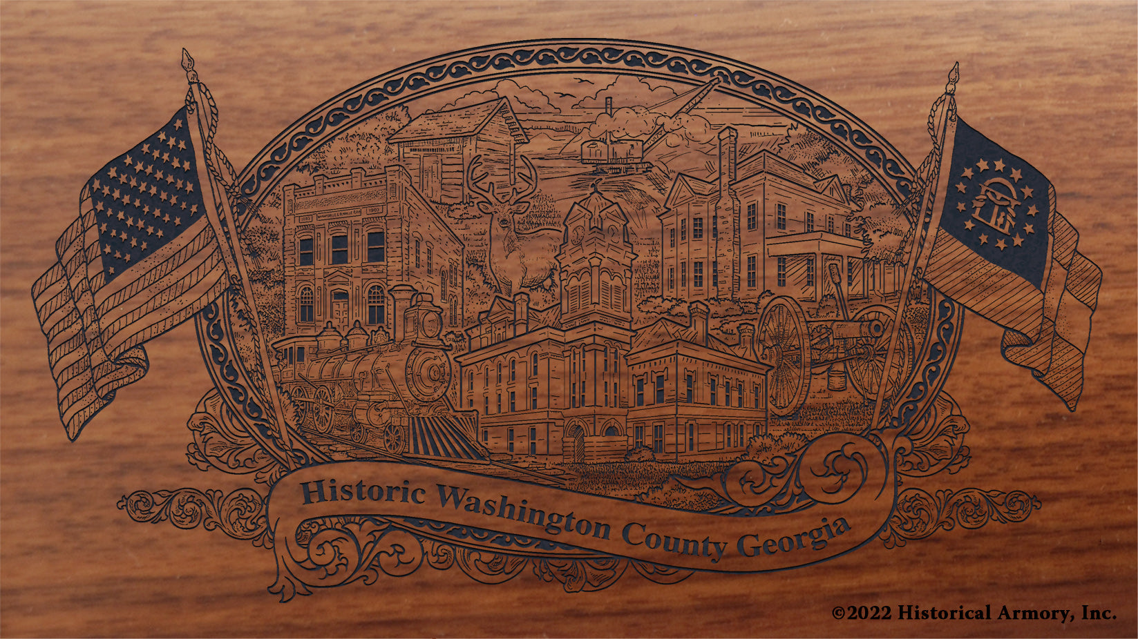 Washington County Georgia Engraved Rifle Buttstock