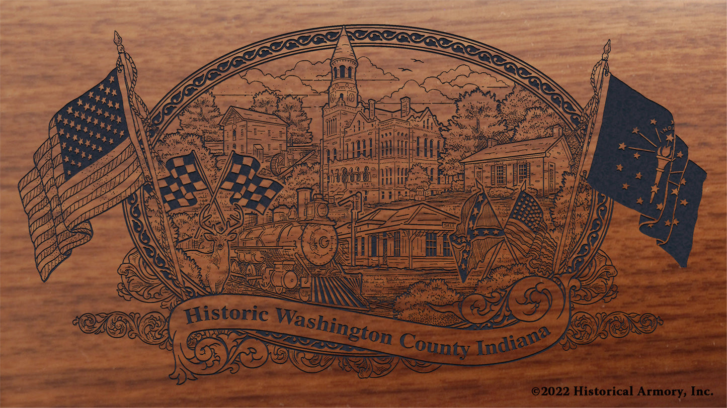 Washington County Indiana Engraved Rifle Buttstock
