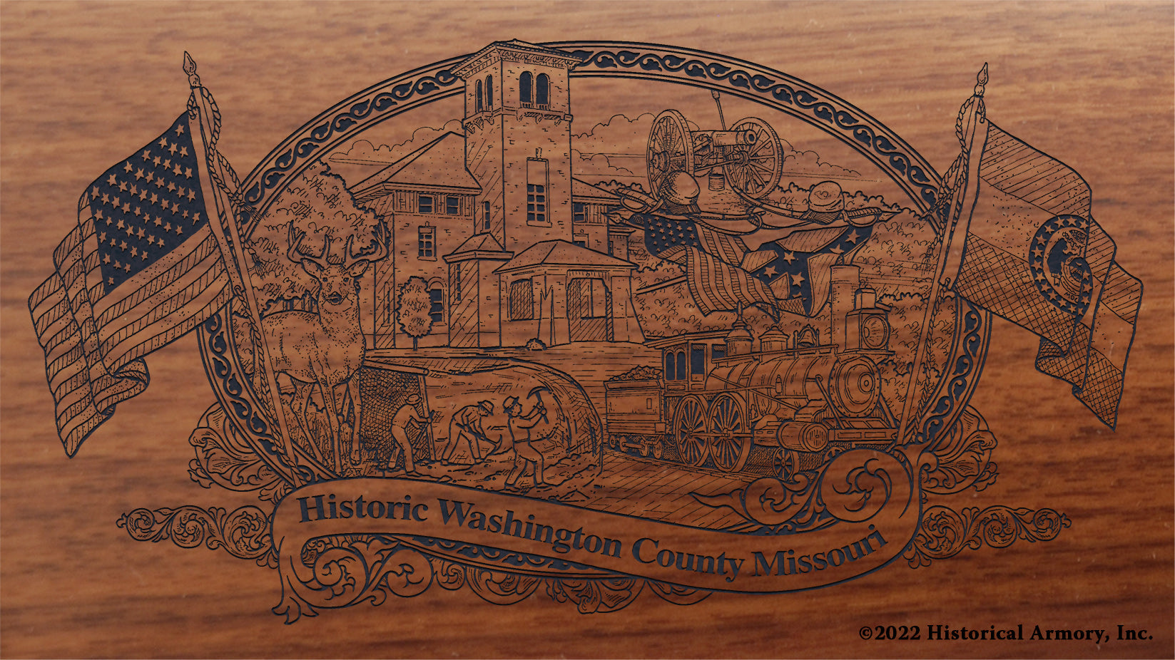 Washington County Missouri Engraved Rifle Buttstock