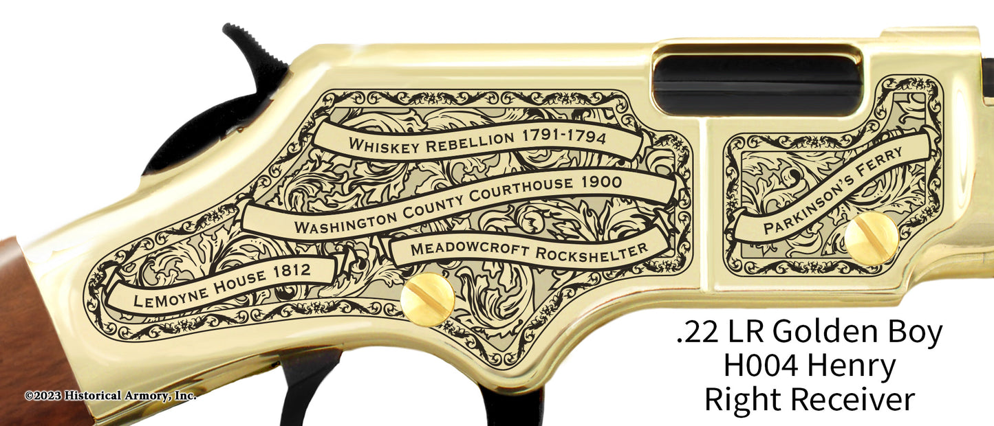 Washington County Pennsylvania Engraved Henry Golden Boy Rifle