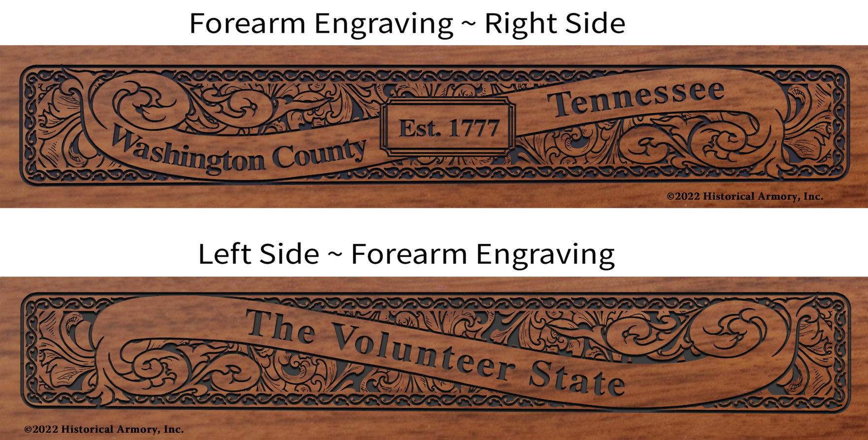 Washington County Tennessee Engraved Rifle Forearm