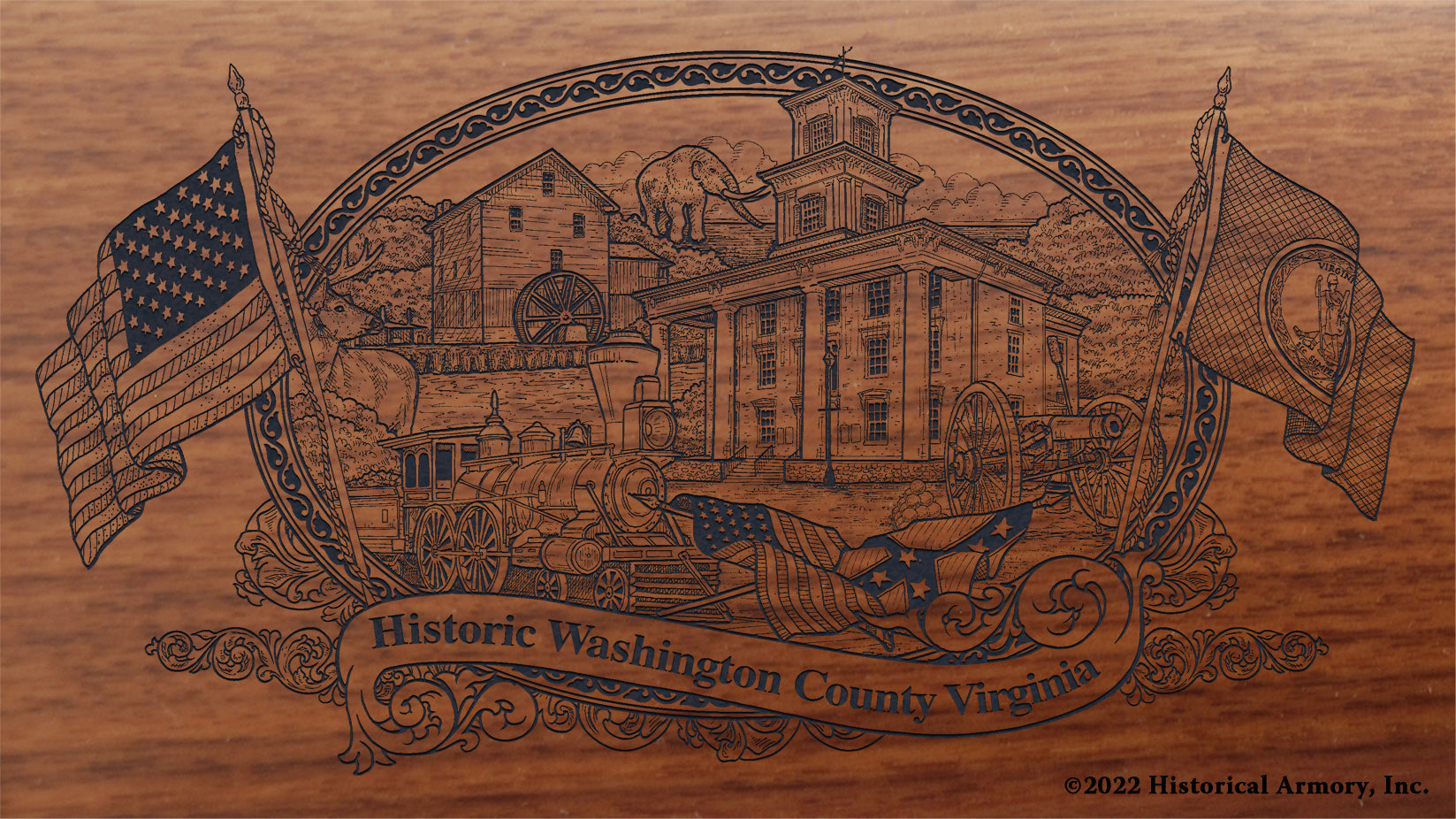 Washington County Virginia Engraved Rifle Buttstock