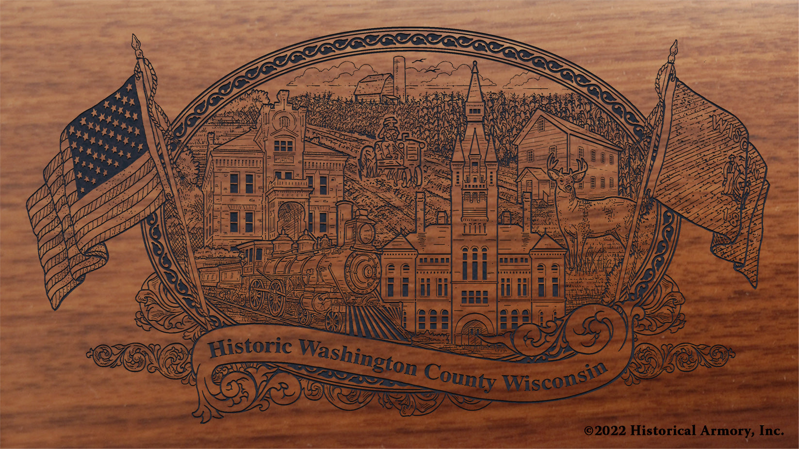 Washington County Wisconsin Engraved Rifle Buttstock