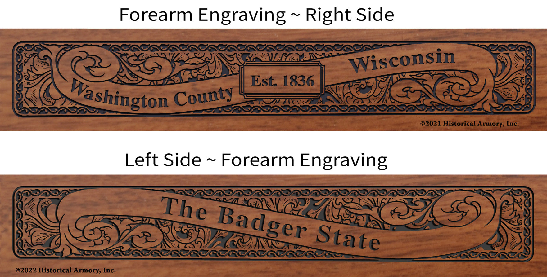Washington County Wisconsin Engraved Rifle Forearm