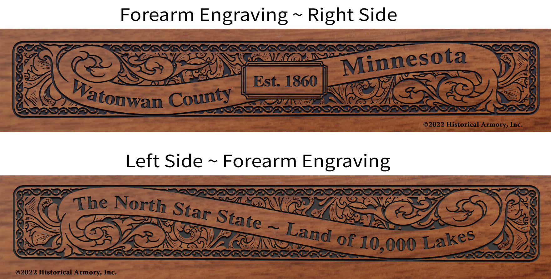 Watonwan County Minnesota Engraved Rifle Forearm