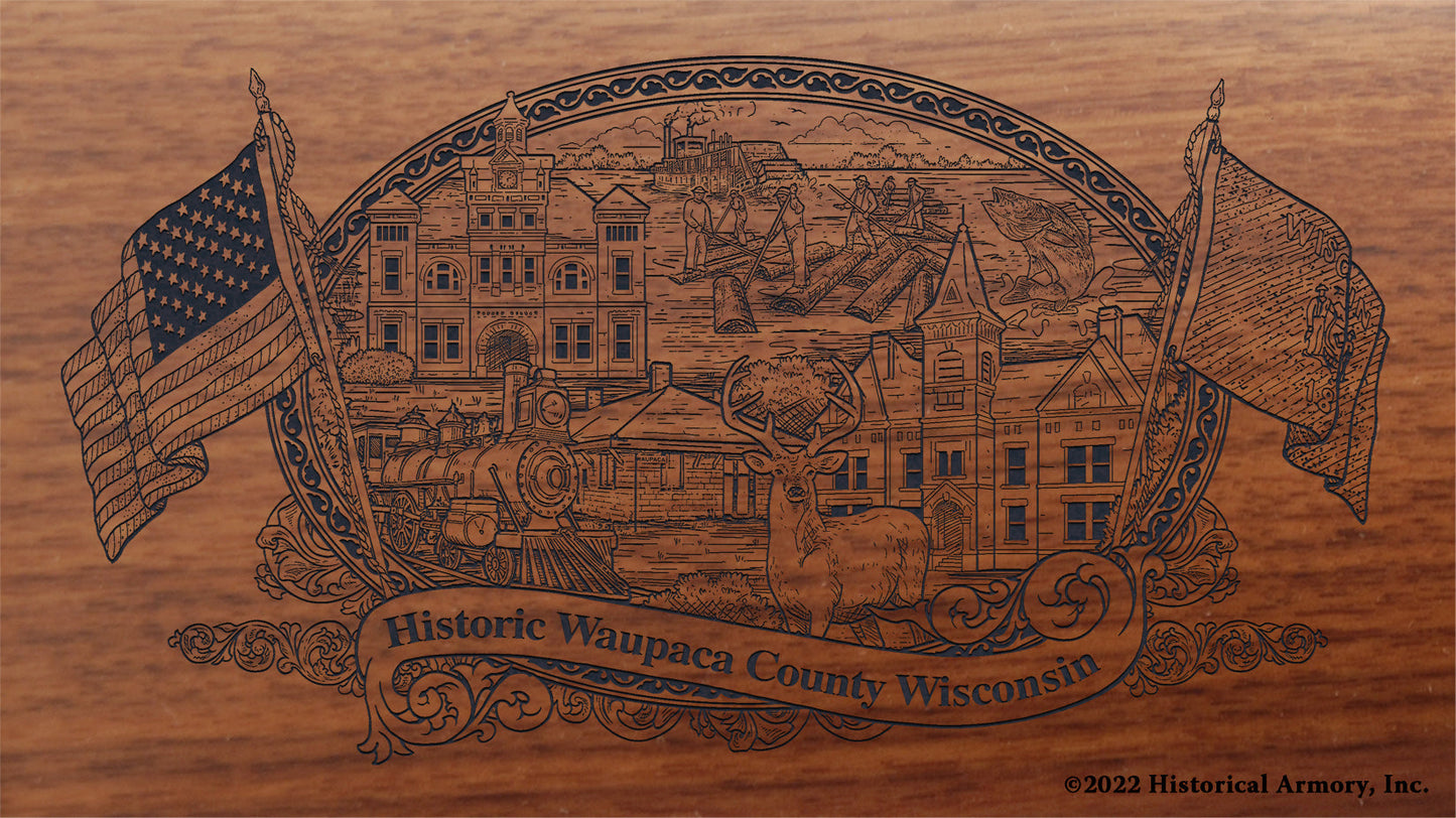 Waupaca County Wisconsin Engraved Rifle Buttstock
