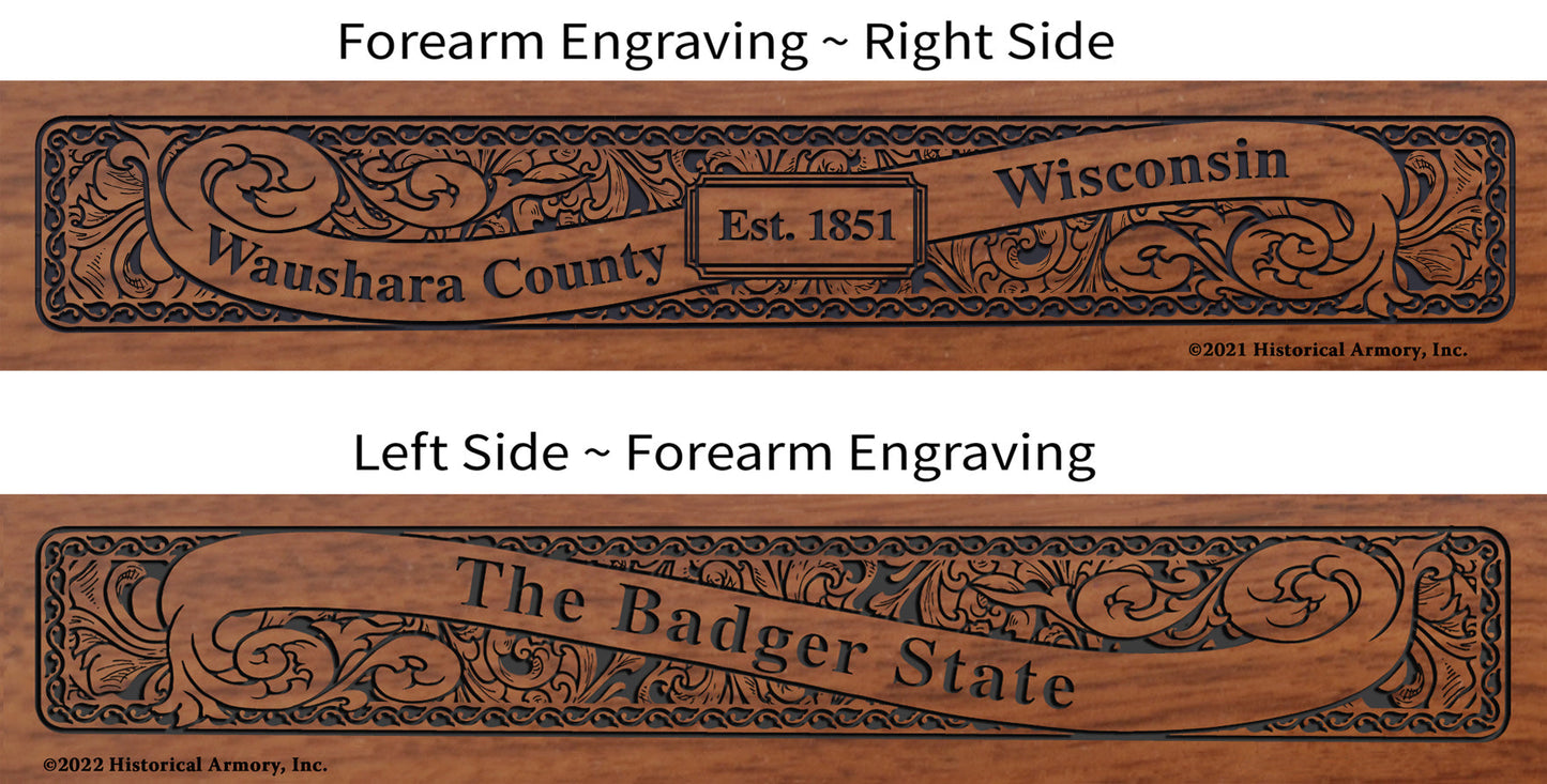 Waushara County Wisconsin Engraved Rifle Forearm