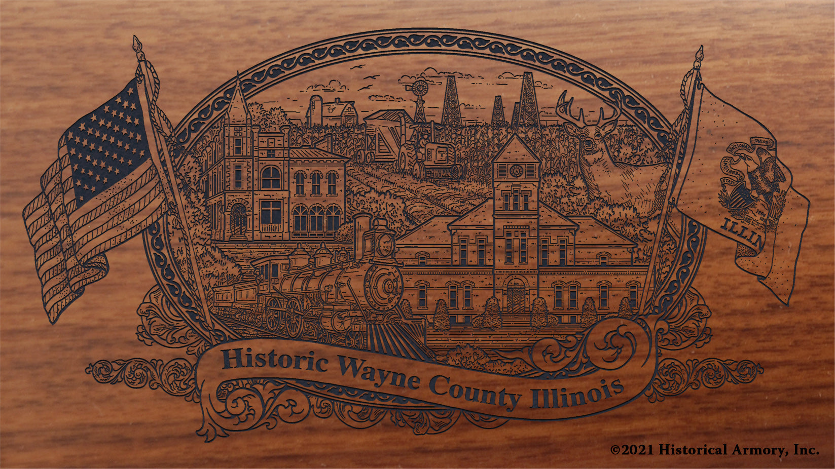 Engraved artwork | History of Wayne County Illinois | Historical Armory