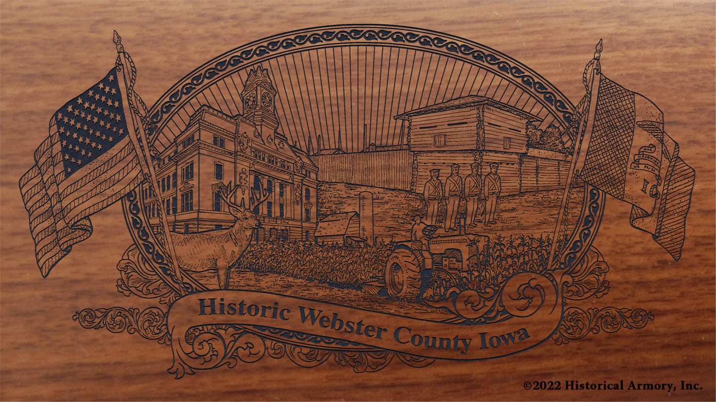 Webster County Iowa Engraved Rifle Buttstock