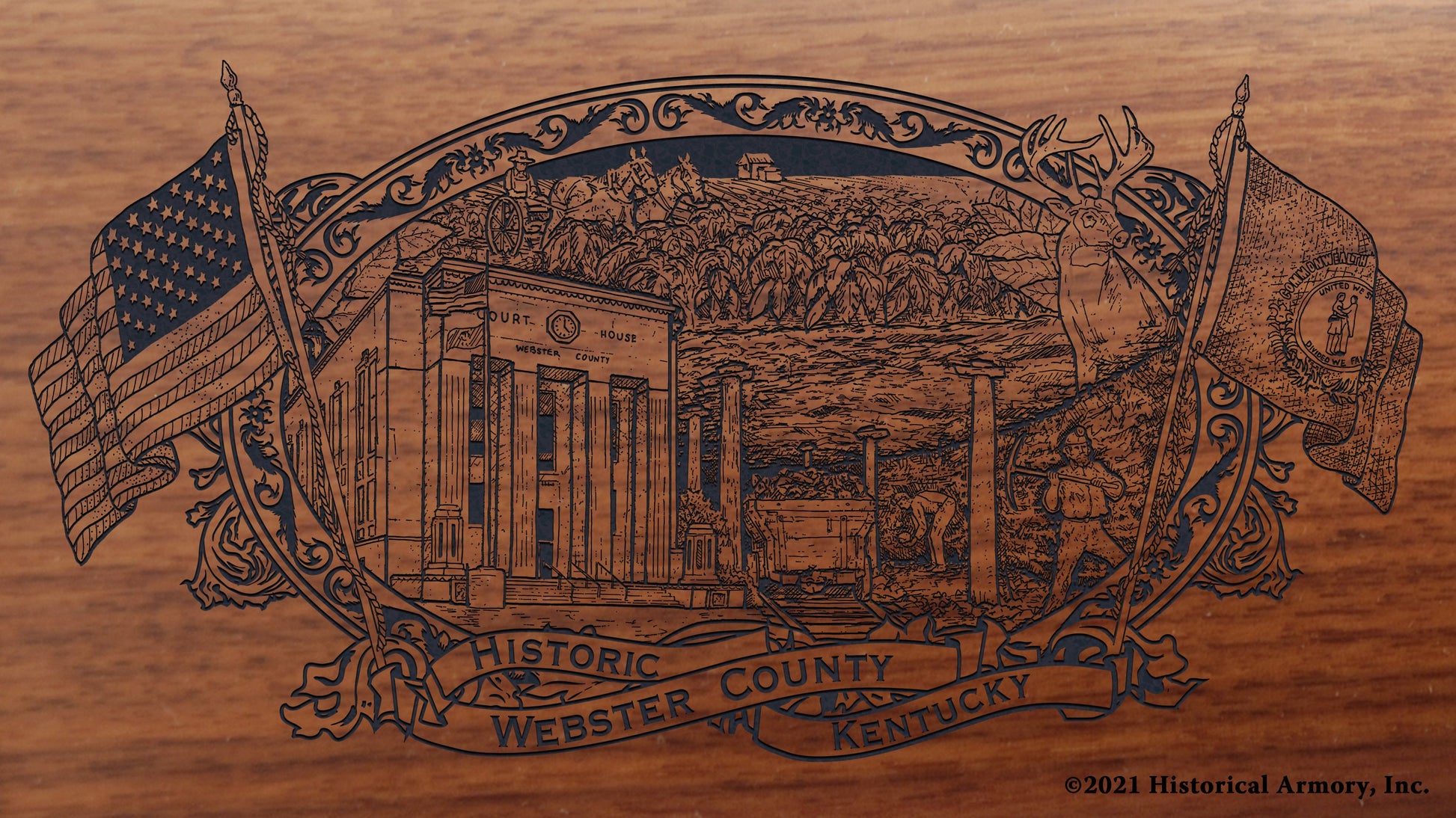 Webster County Kentucky Engraved Rifle Buttstock