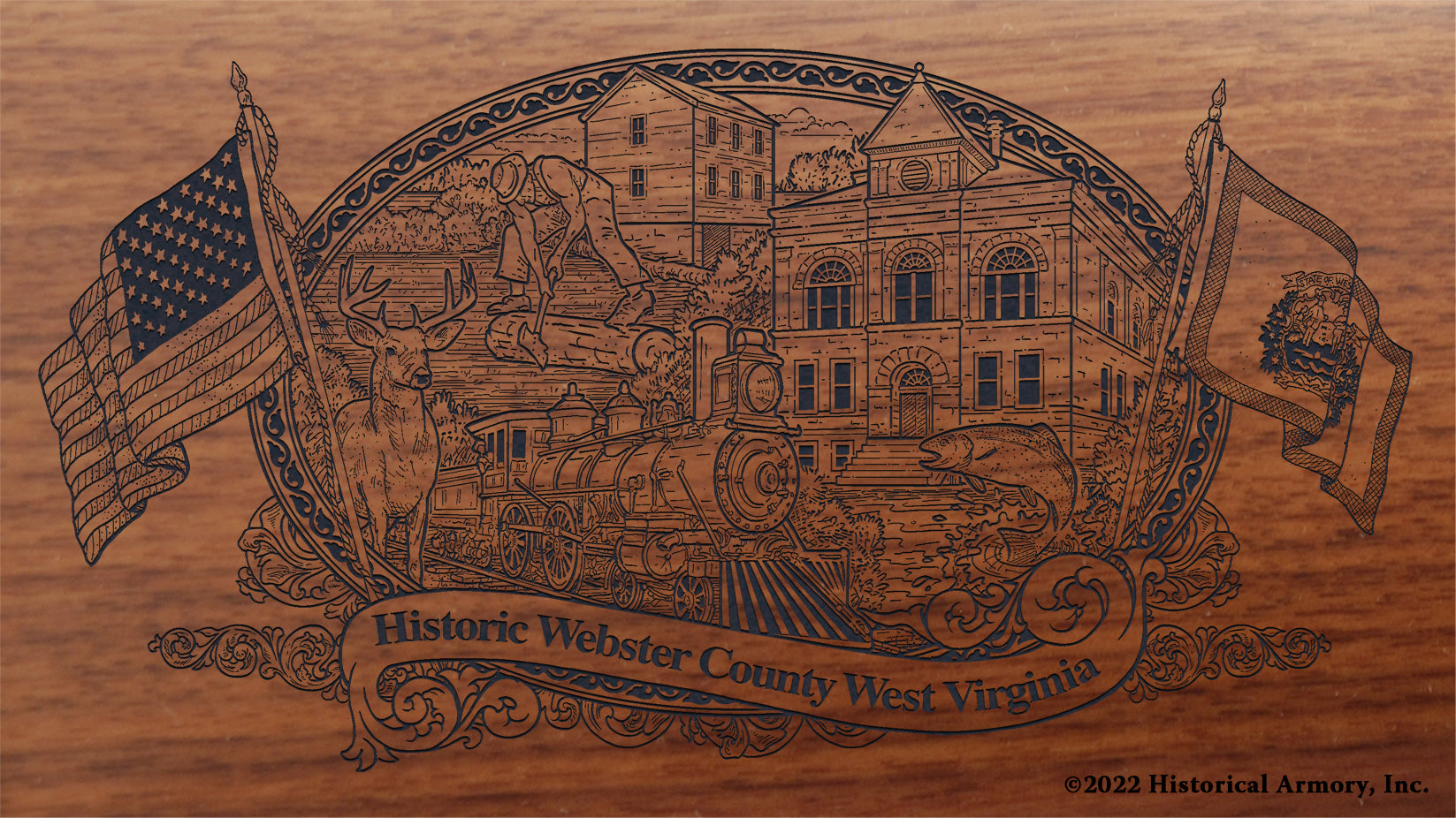 Webster County West Virginia Engraved Rifle Buttstock