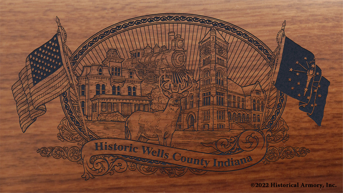 Wells County Indiana Engraved Rifle Buttstock
