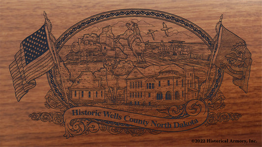 Wells County North Dakota Engraved Rifle Buttstock