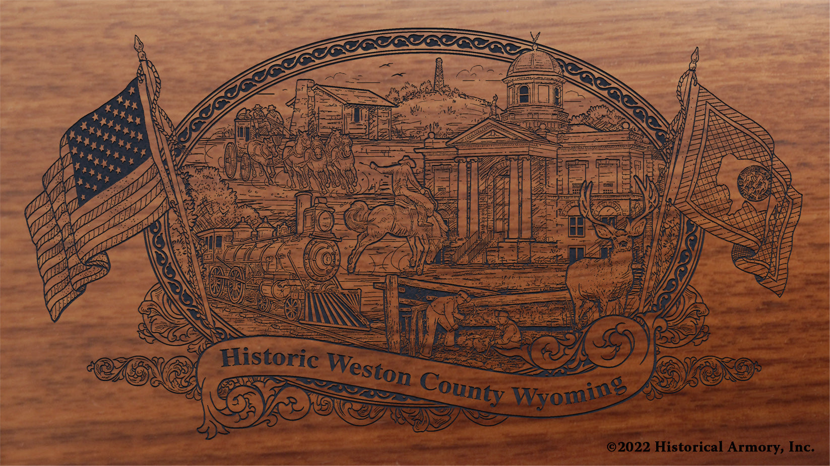 Weston County Wyoming Engraved Rifle Buttstock