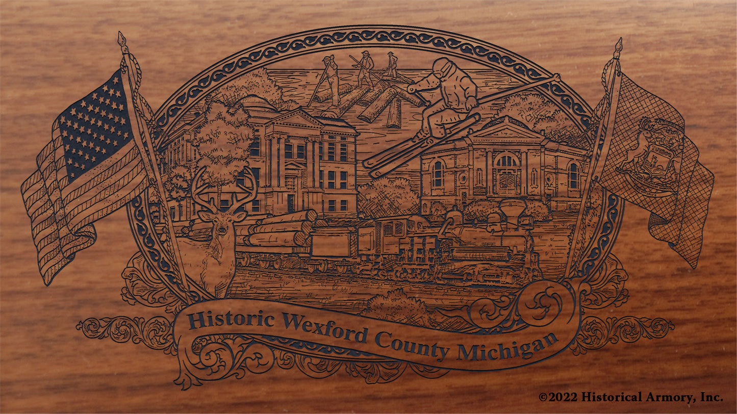 Wexford County Michigan Engraved Rifle Buttstock