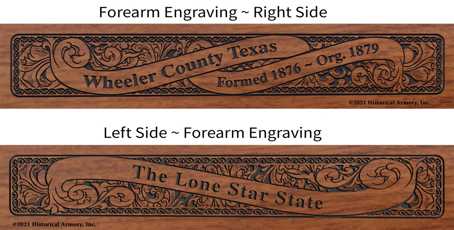 Wheeler County Texas Establishment and Motto History Engraved Rifle Forearm