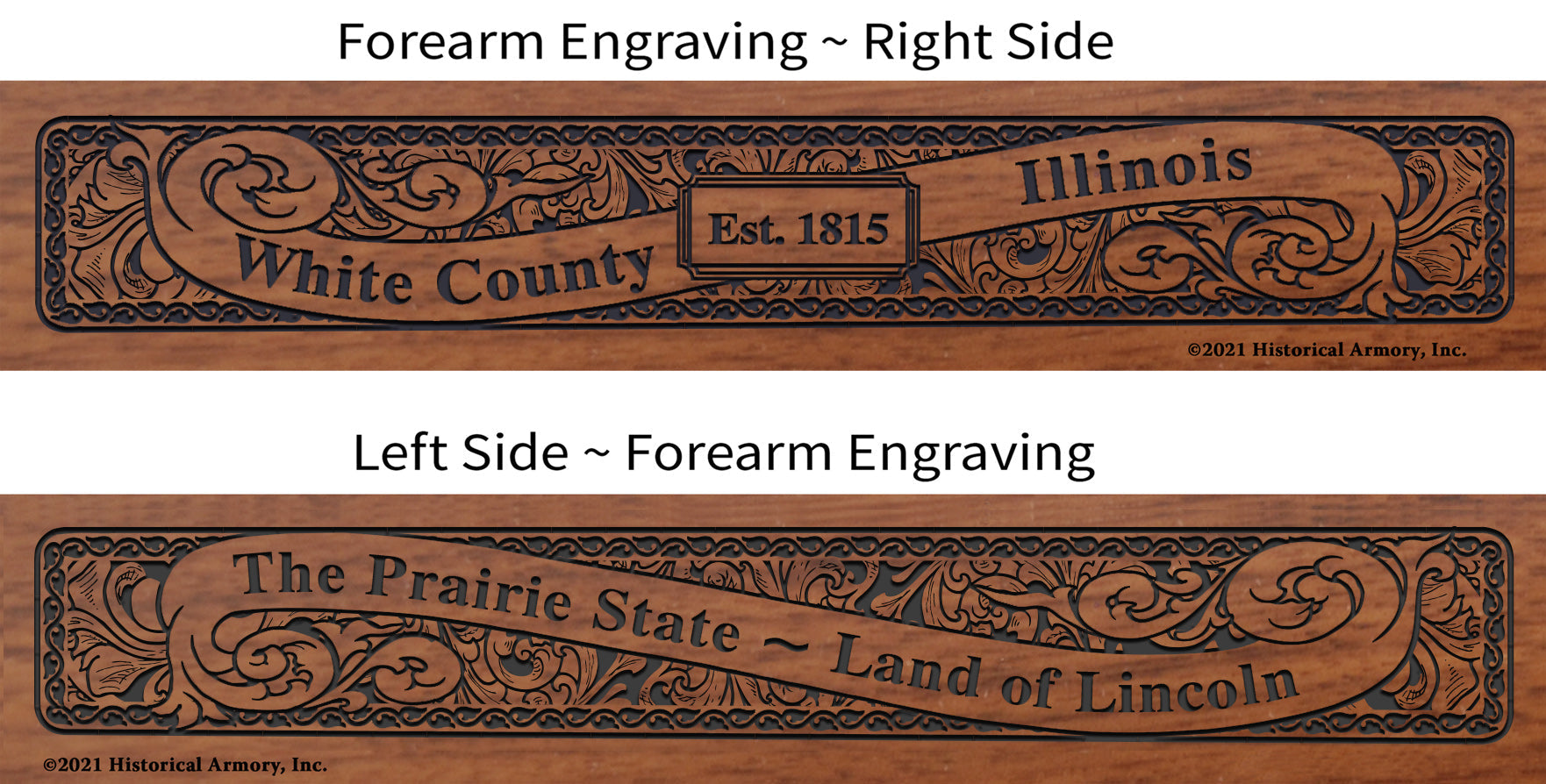 White County Illinois Establishment and Motto History Engraved Rifle Forearm