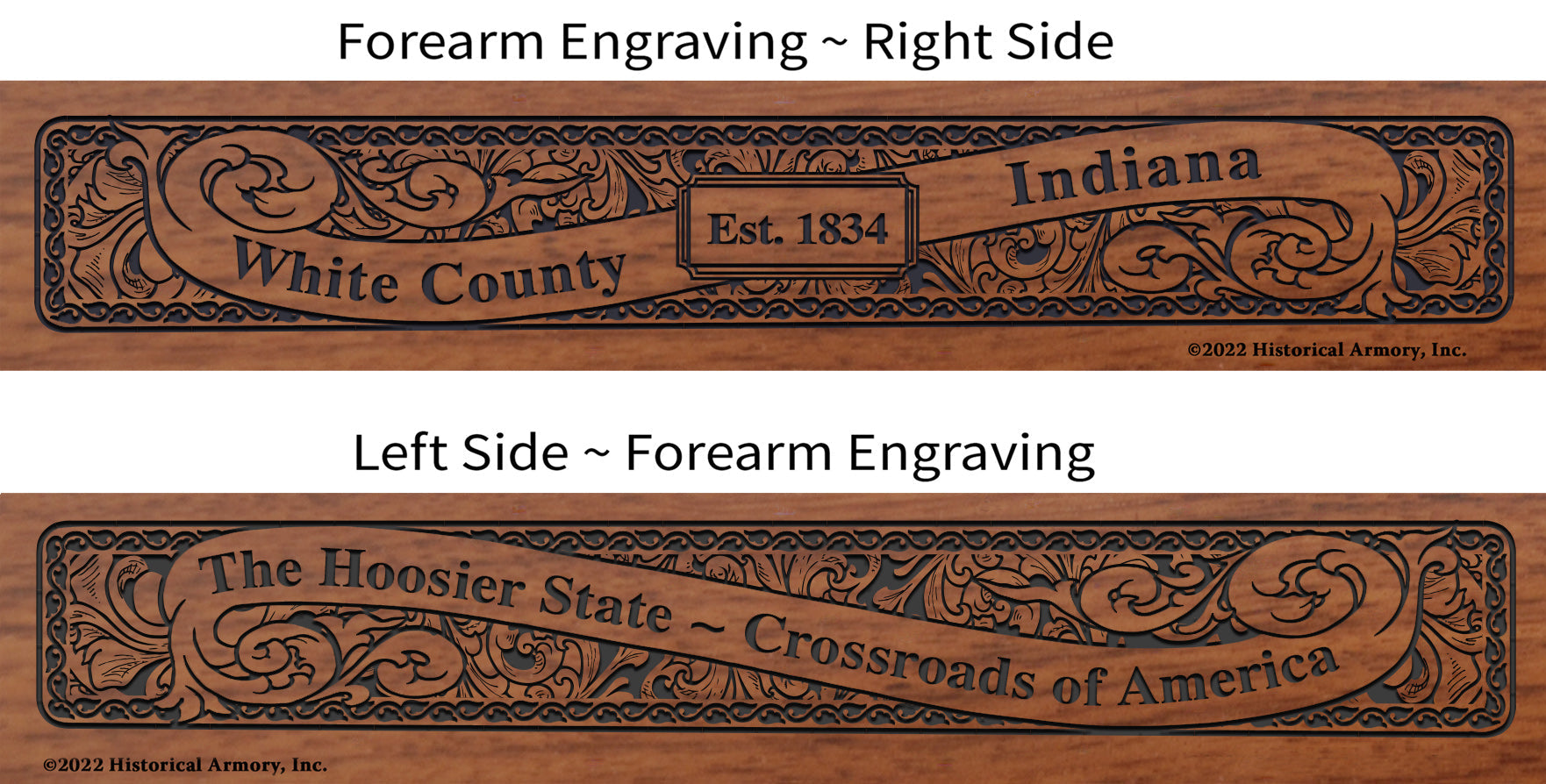 White County Indiana Engraved Rifle Forearm
