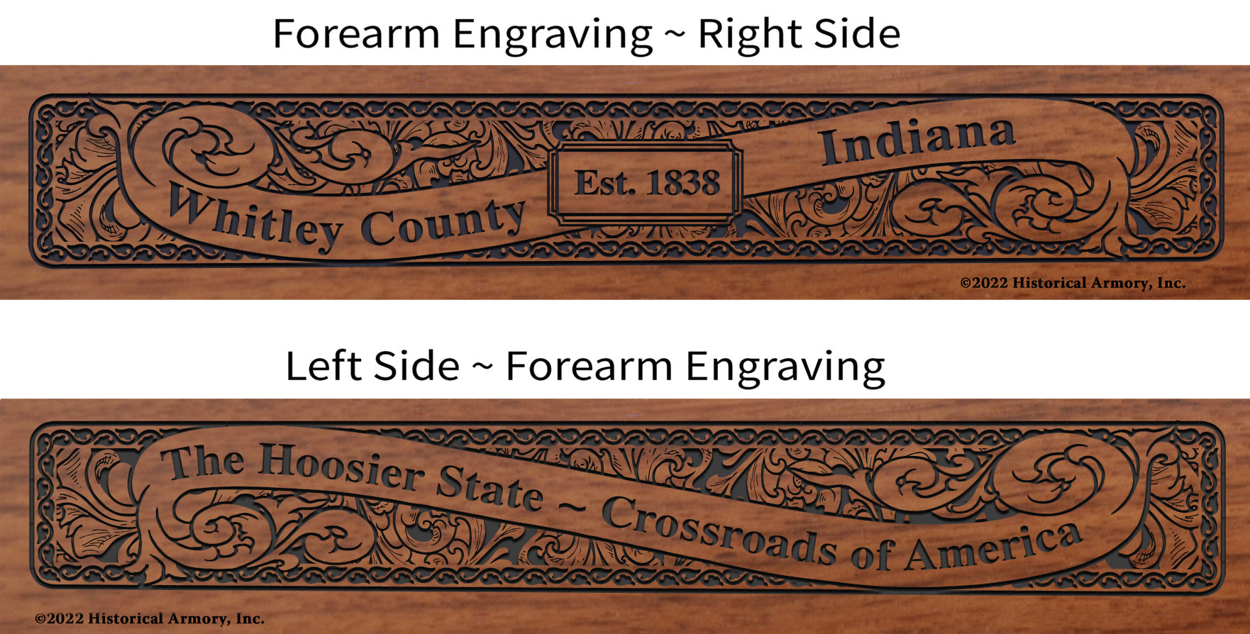 Whitley County Indiana Engraved Rifle Forearm