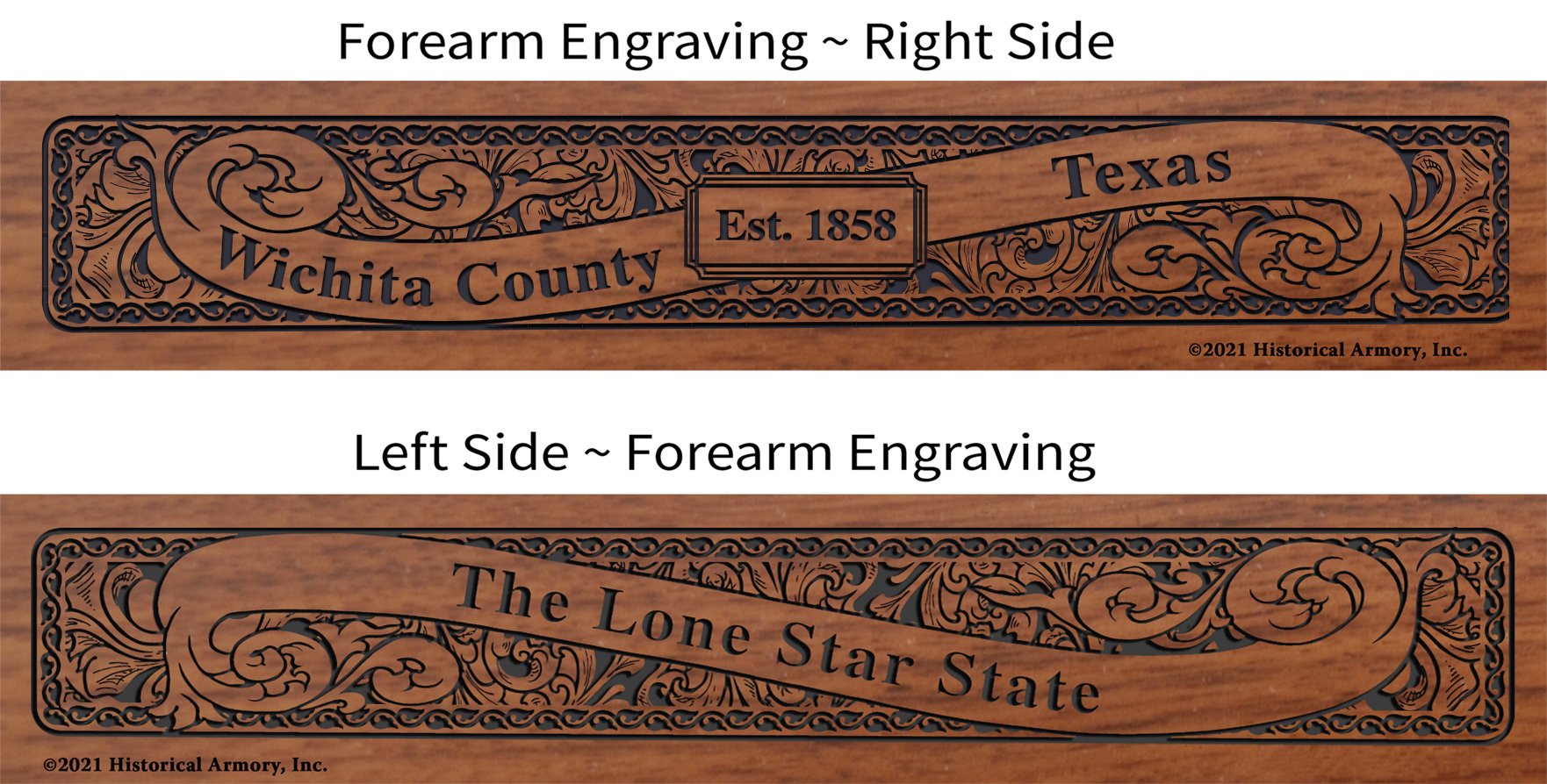 Wichita County Texas Establishment and Motto History Engraved Rifle Forearm