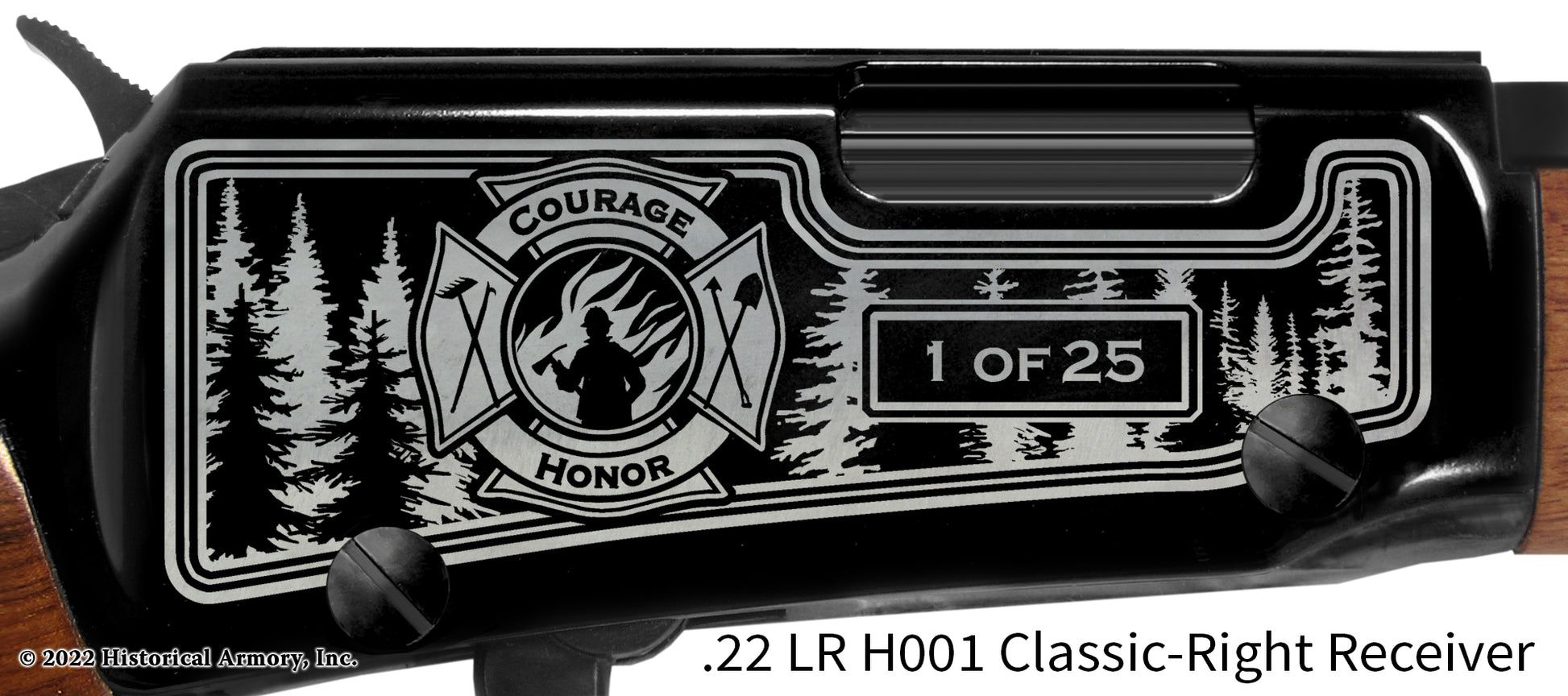 Wildland Firefighter Engraved .22 LR Henry Rifle Detail