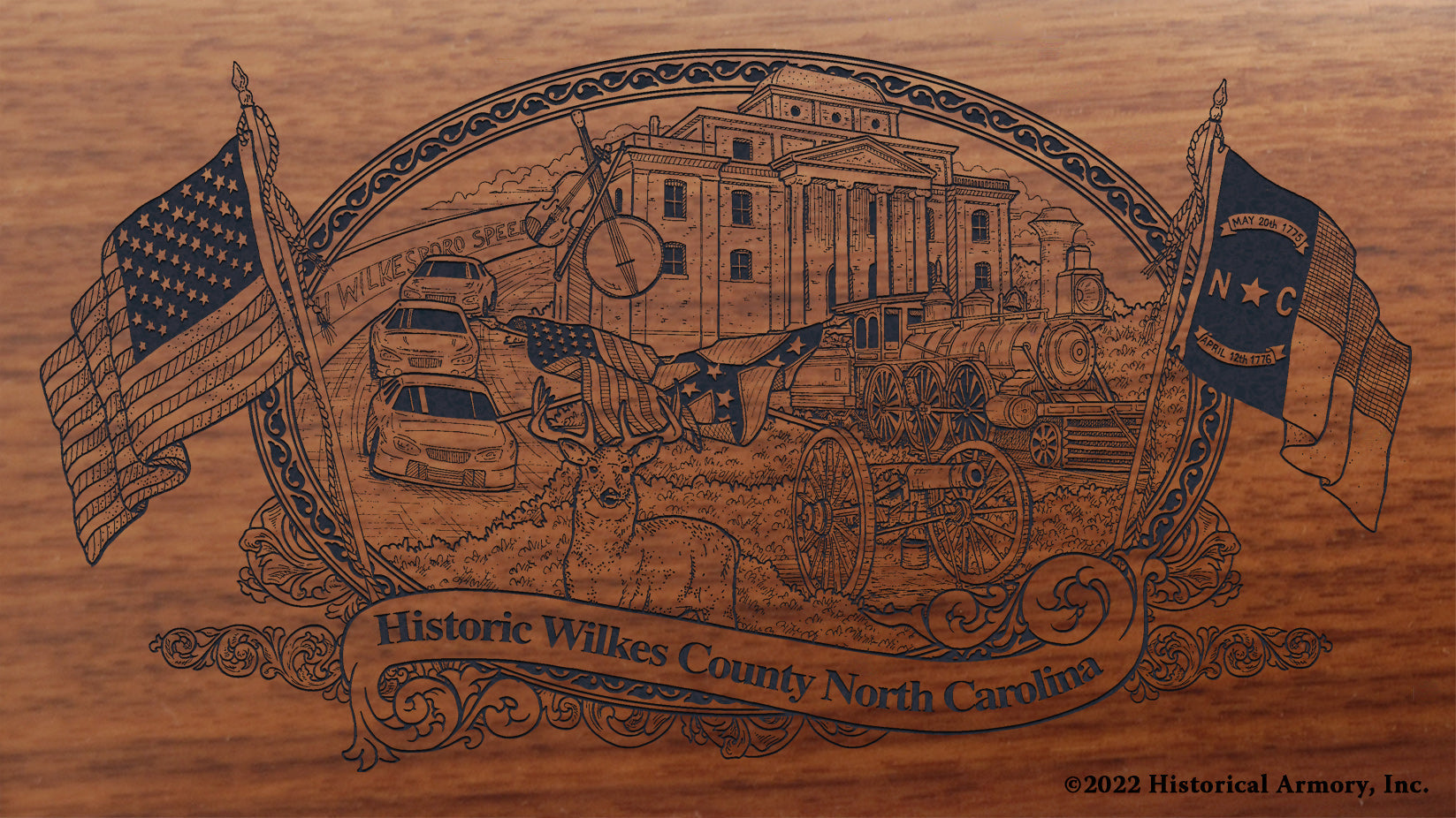 Wilkes County North Carolina Engraved Rifle Buttstock