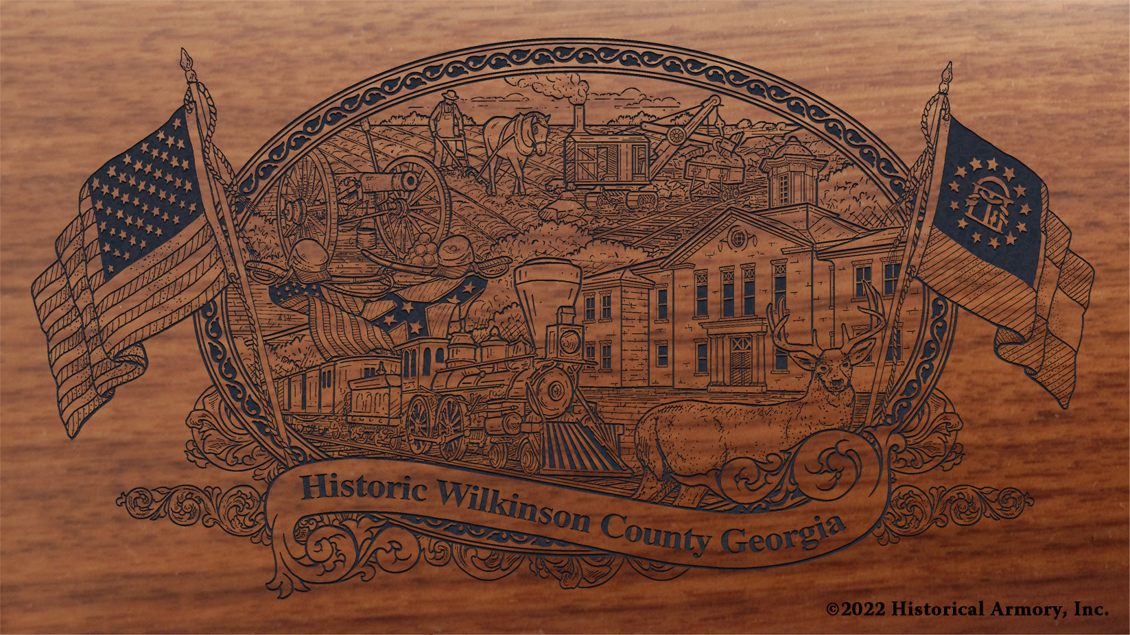 Wilkinson County Georgia Engraved Rifle Buttstock