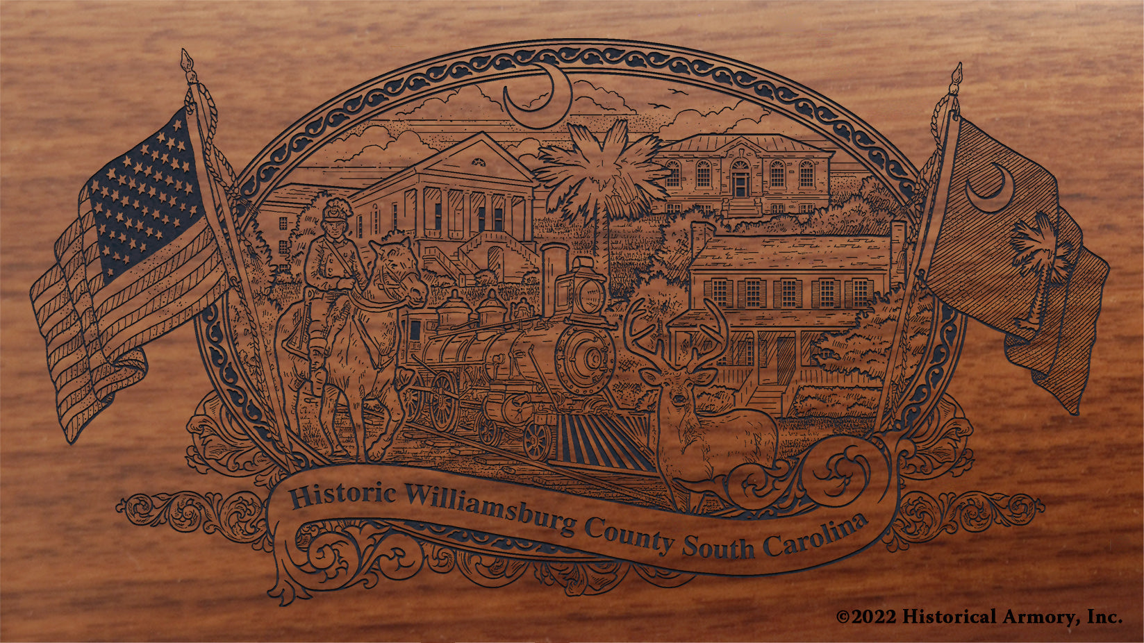 Williamsburg County South Carolina Engraved Rifle Buttstock