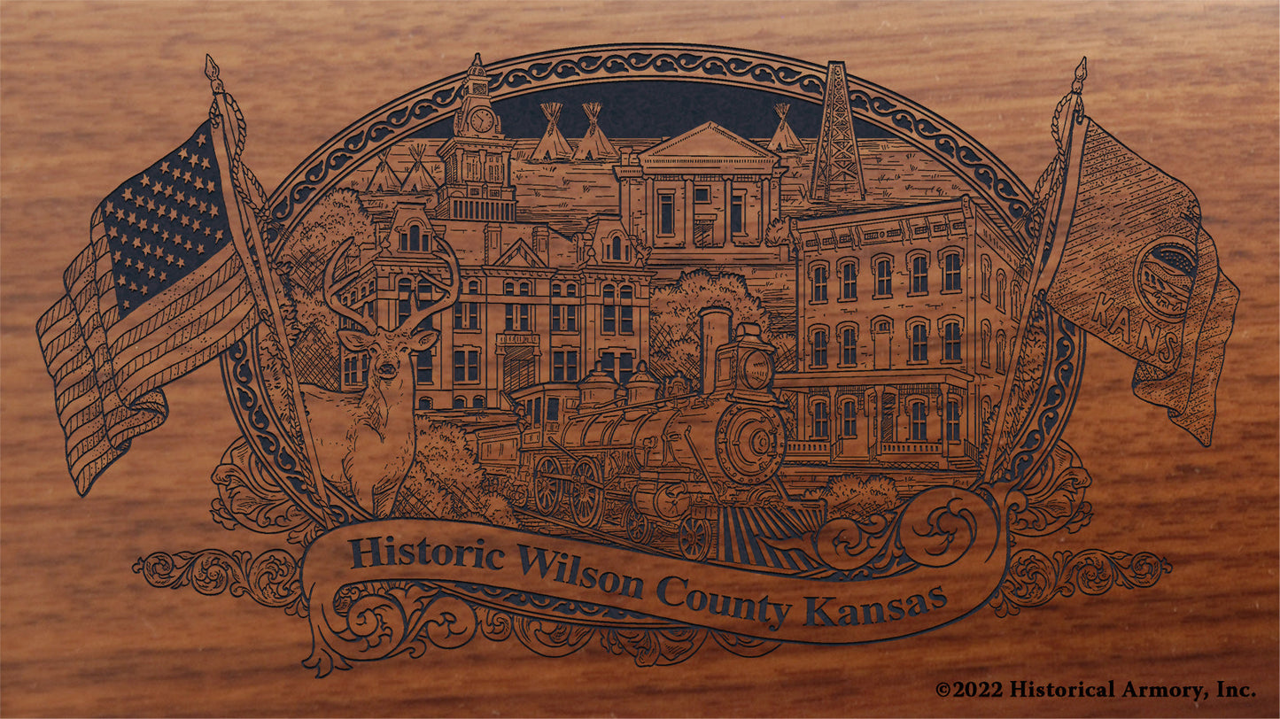 Wilson County Kansas Engraved Rifle Buttstock