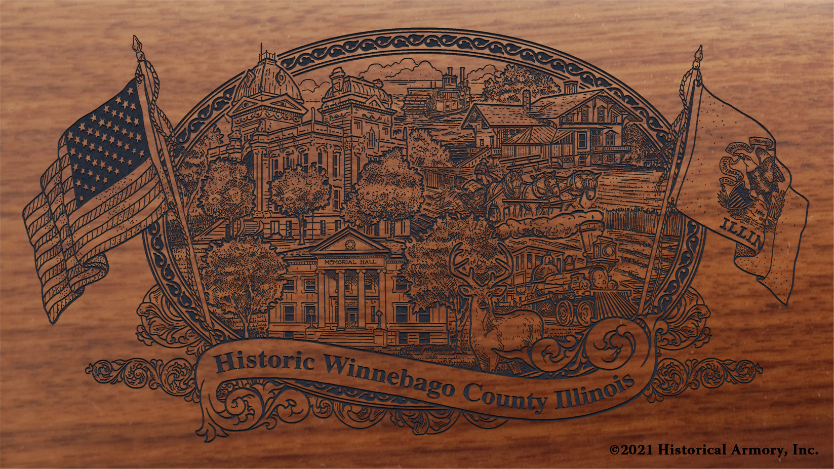 Engraved artwork | History of Winnebago County Illinois | Historical Armory