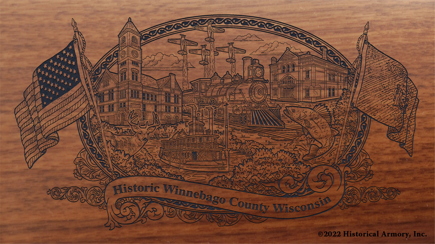 Winnebago County Wisconsin Engraved Rifle Buttstock