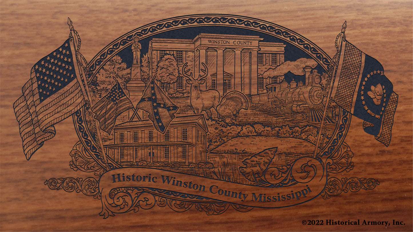 Winston County Mississippi Engraved Rifle Buttstock