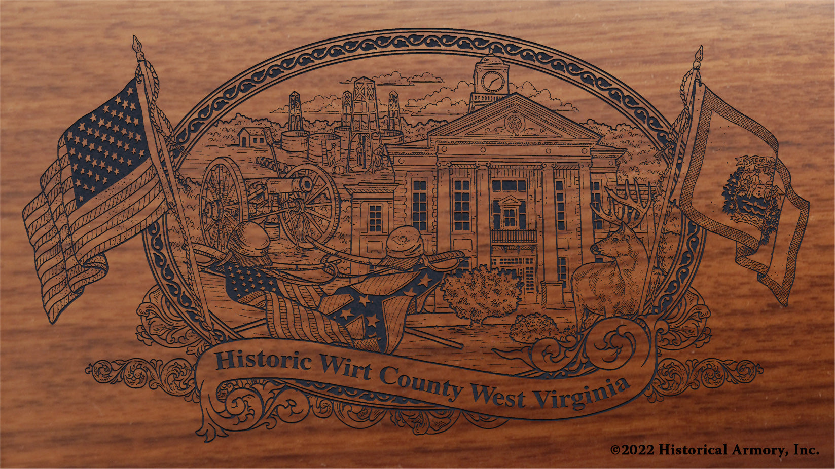 Wirt County West Virginia Engraved Rifle Buttstock
