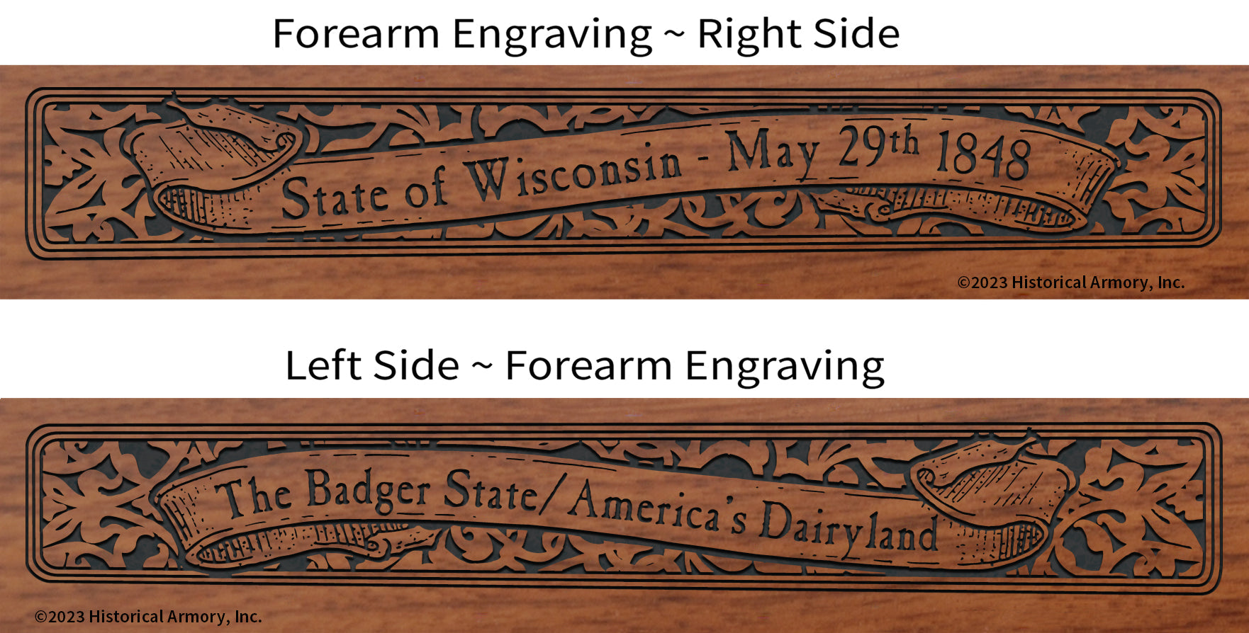 Wisconsin State Pride Engraved Henry Rifle - Forearm Detail