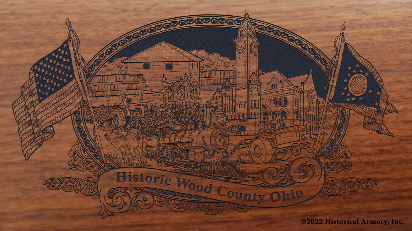 Wood County Ohio Engraved Rifle Buttstock
