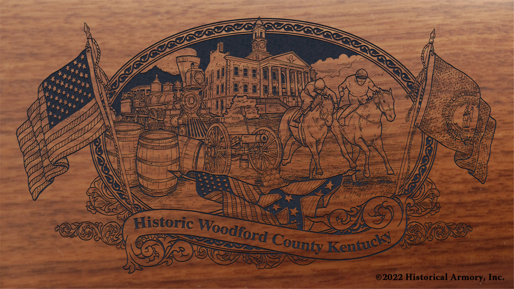 Woodford County Kentucky Engraved Rifle Buttstock