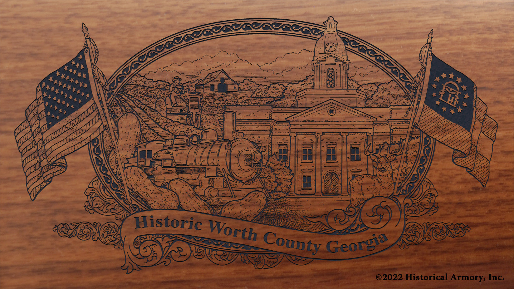Worth County Georgia Engraved Rifle Buttstock