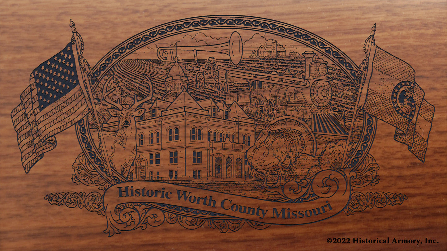 Worth County Missouri Engraved Rifle Buttstock