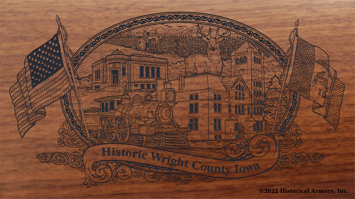 Wright County Iowa Engraved Rifle Buttstock