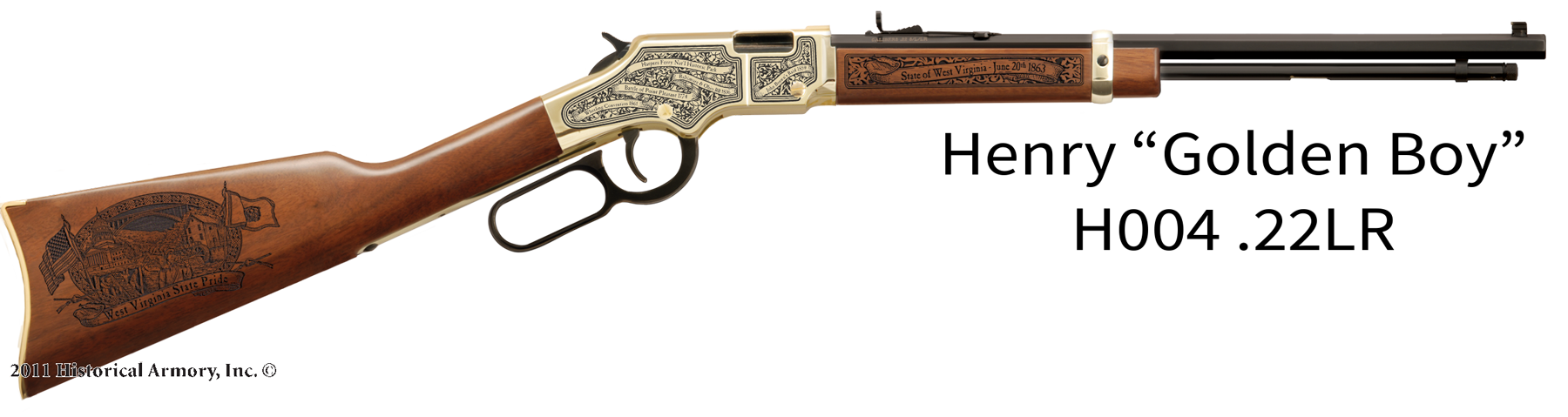 West Virginia State Pride Engraved Golden Boy Henry Rifle