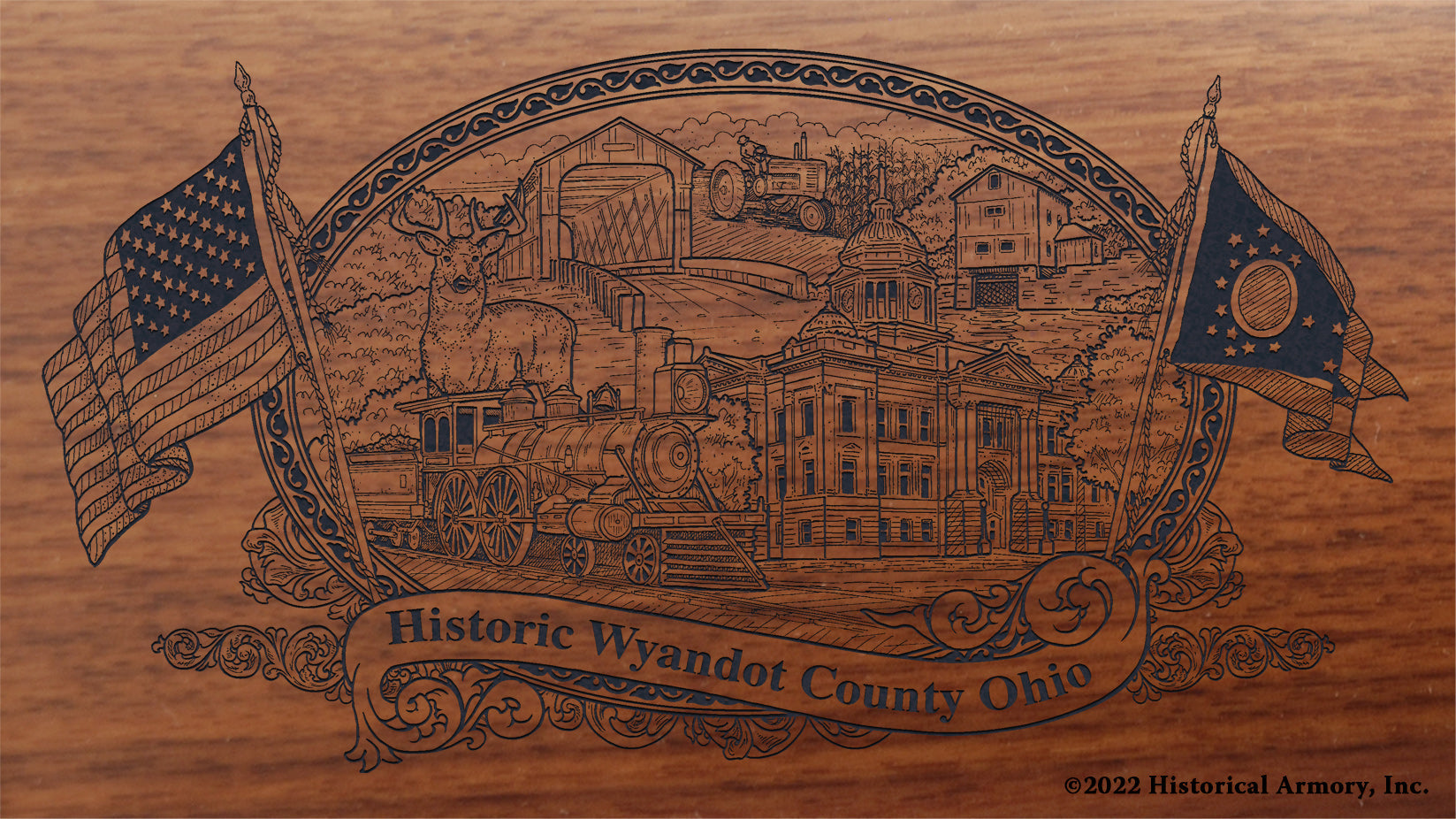 Wyandot County Ohio Engraved Rifle Buttstock
