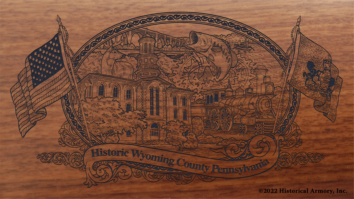 Wyoming County Pennsylvania Engraved Rifle Buttstock