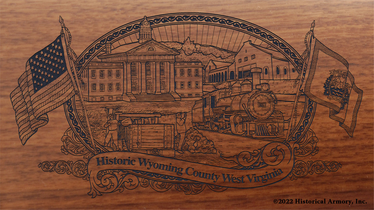 Wyoming County West Virginia Engraved Rifle Buttstock