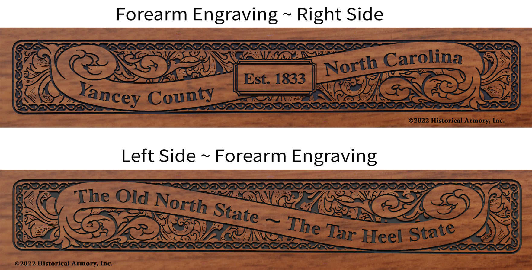 Yancey County North Carolina Engraved Rifle Forearm