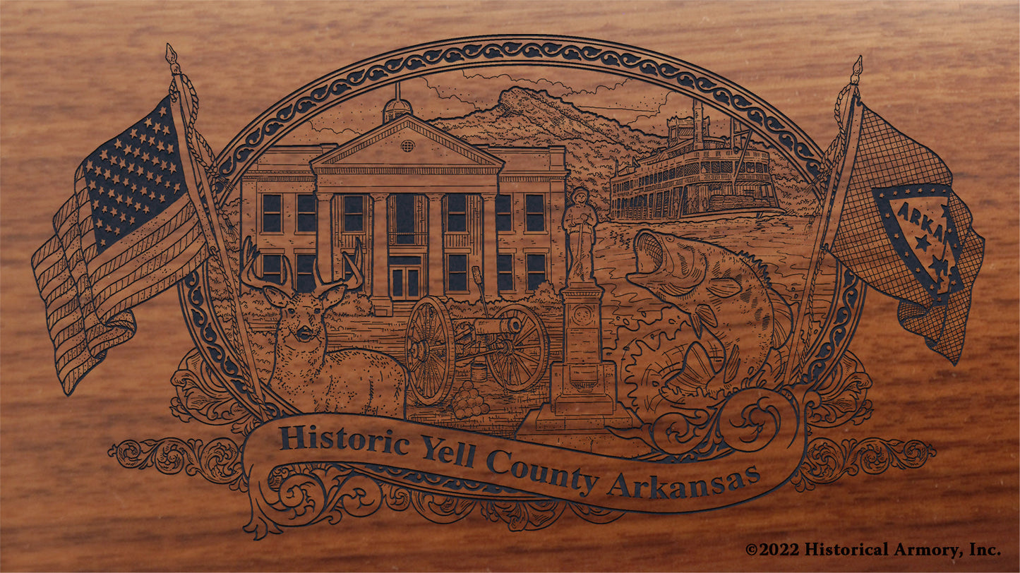 Yell County Arkansas Engraved Rifle Buttstock
