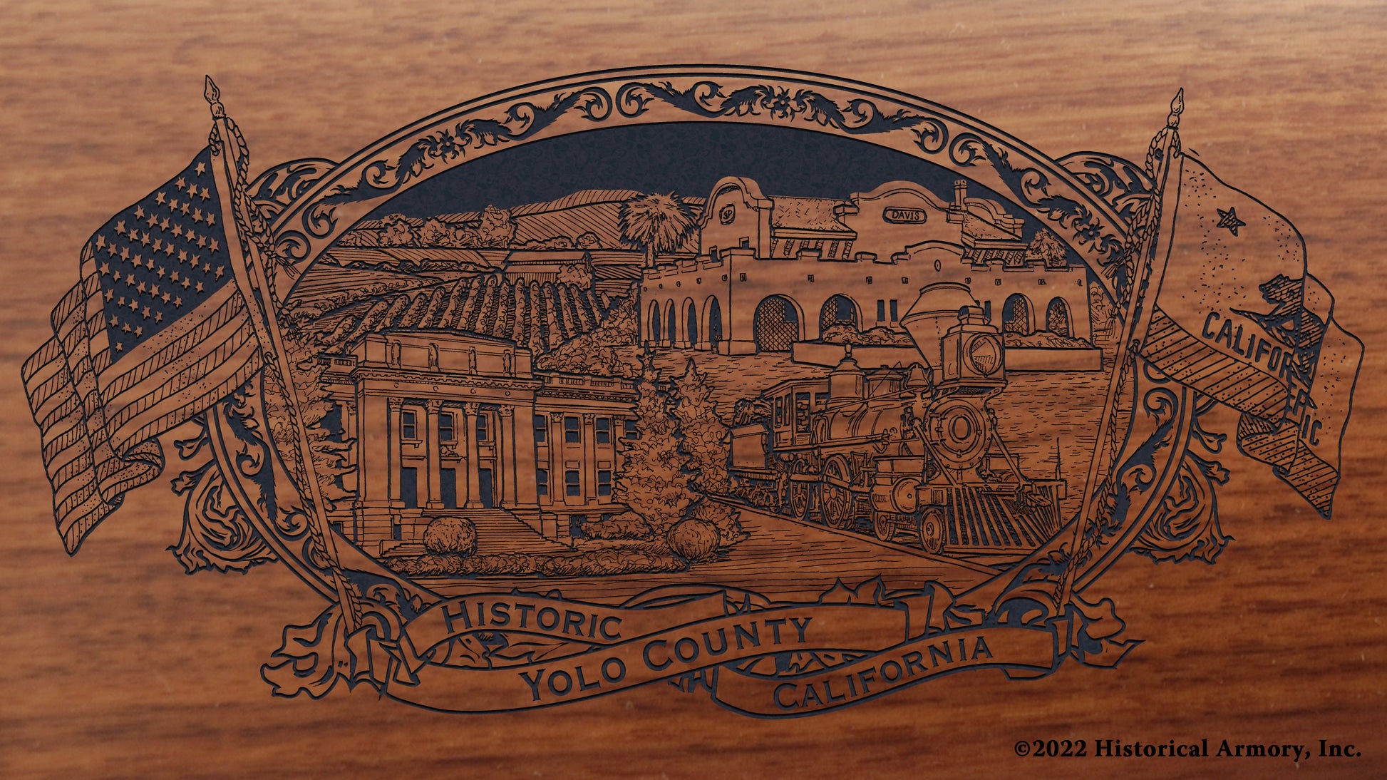 Yolo County California Engraved Rifle Buttstock